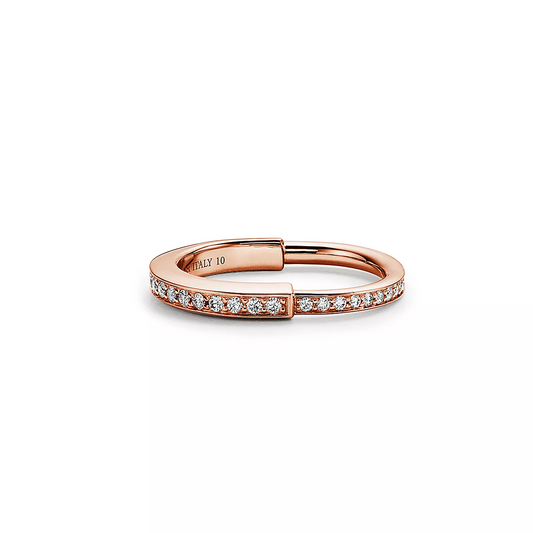 [Marins]LOCK RING PINK GOLD DIAMOND PAVED