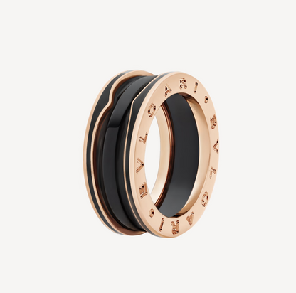 [Marins]ZERO 1 TWO-BAND WITH MATTE BLACK CERAMIC PINK GOLD RING