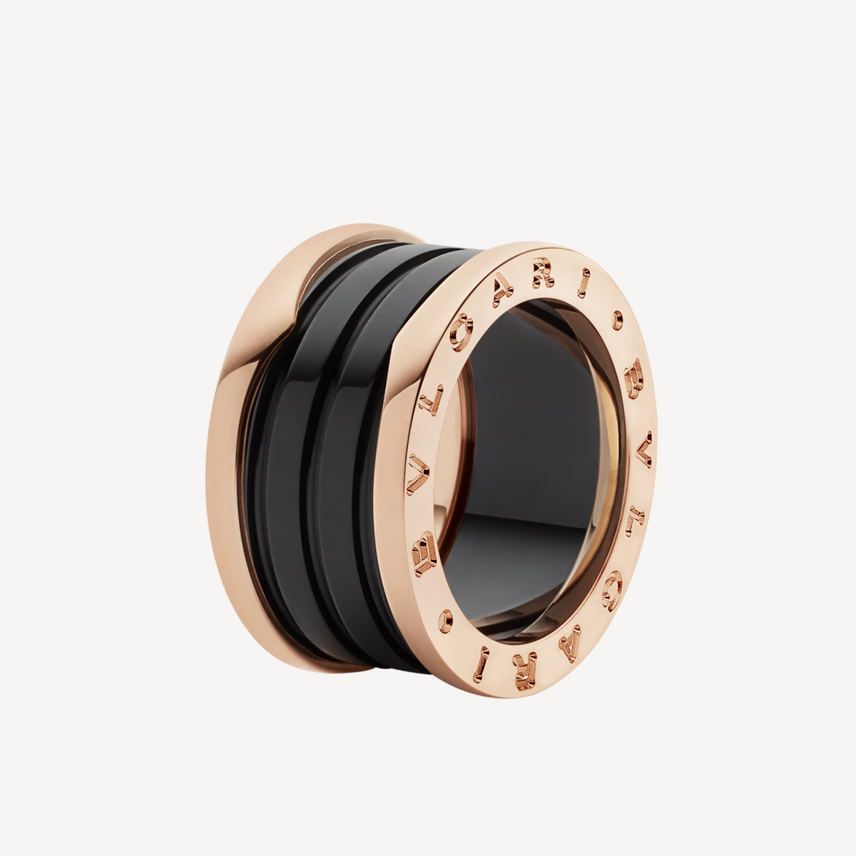[Marins]ZERO 1 FOUR-BAND LOOPS AND BLACK CERAMIC SPIRAL PINK GOLD RING