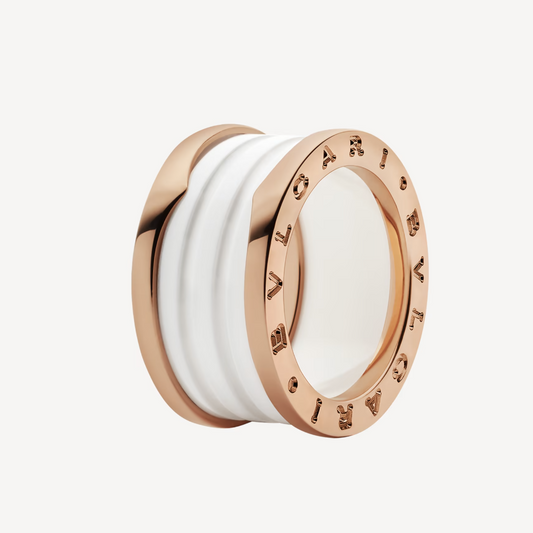 [Marins]ZERO 1 FOUR-BAND LOOPS AND WHITE CERAMIC SPIRAL PINK GOLD RING