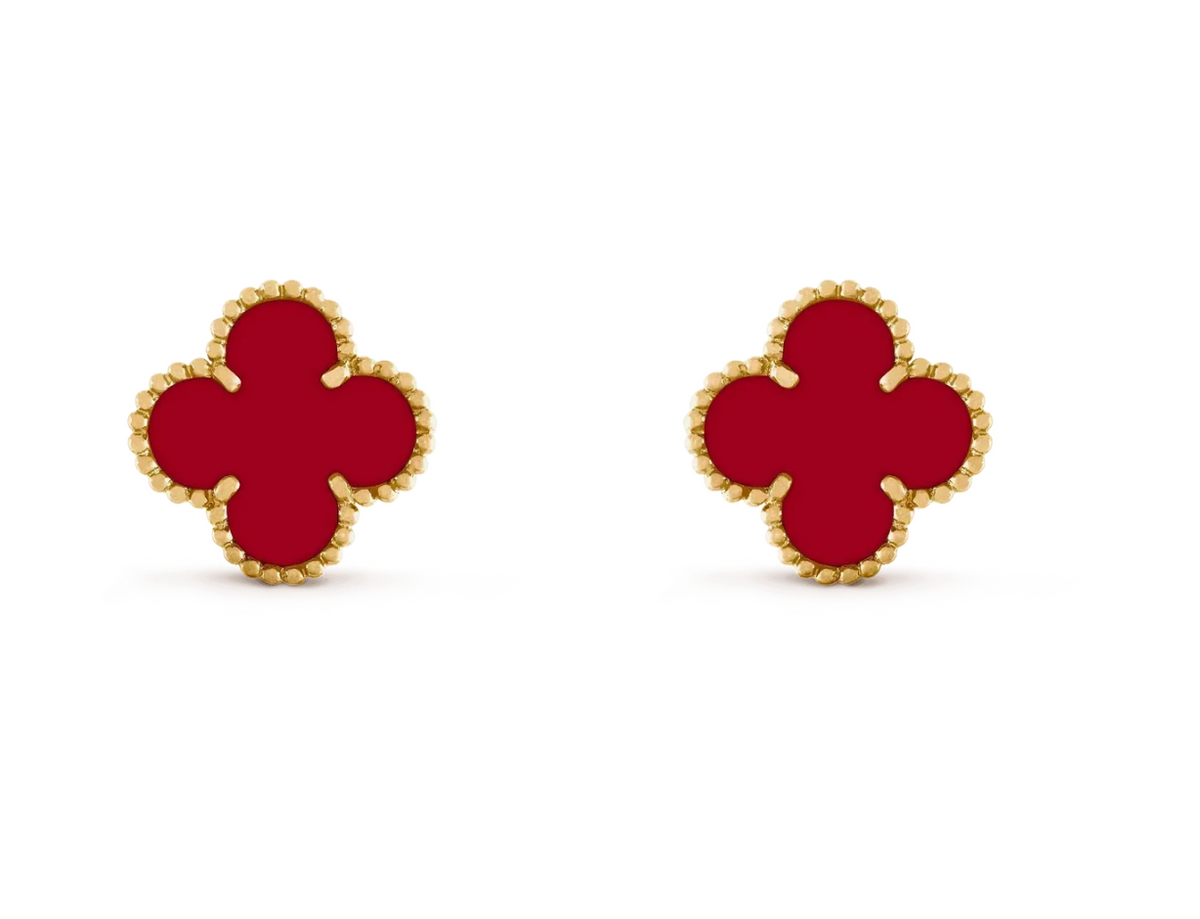 [Marins] CLOVER 20MM RED AGATE EARRINGS