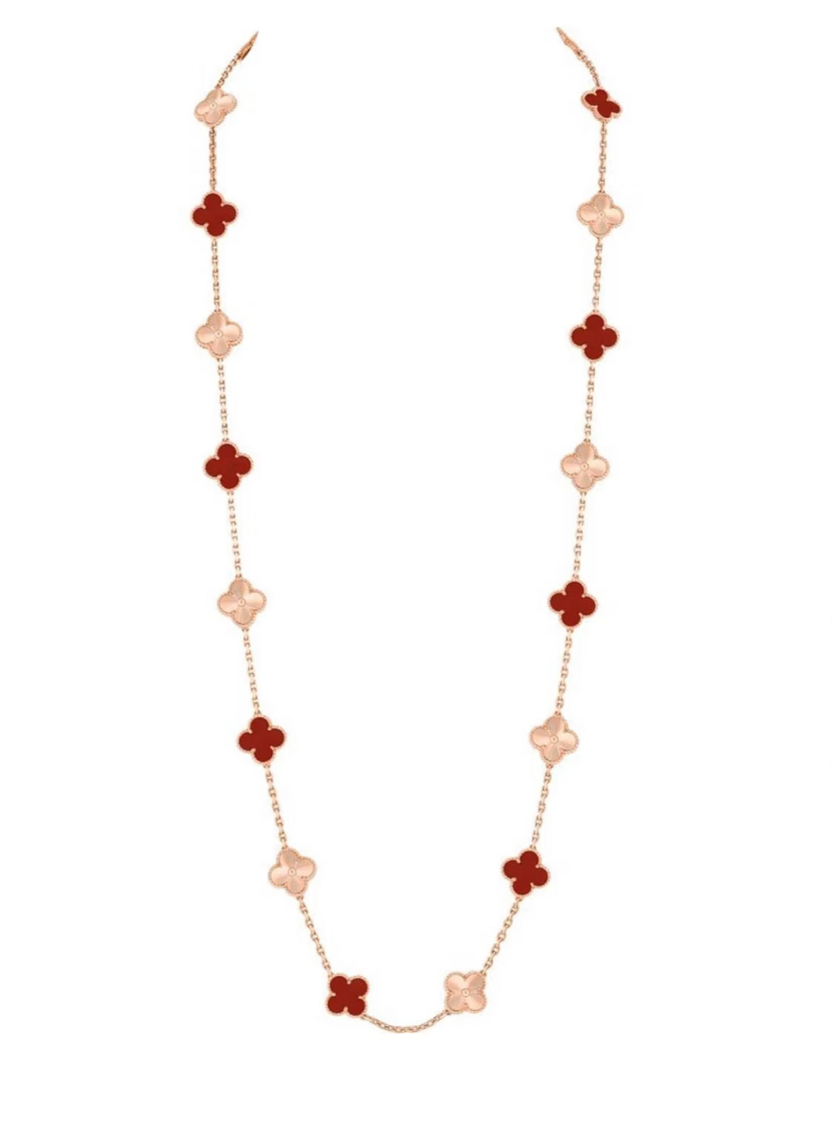 [Marins]CLOVER 20 MOTIFS LASER CARNELIAN NECKLACE