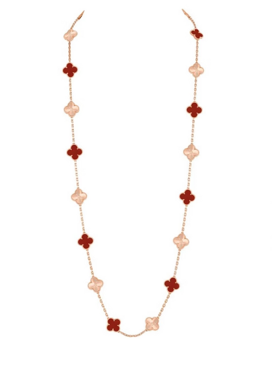[Marins]CLOVER 20 MOTIFS LASER CARNELIAN NECKLACE