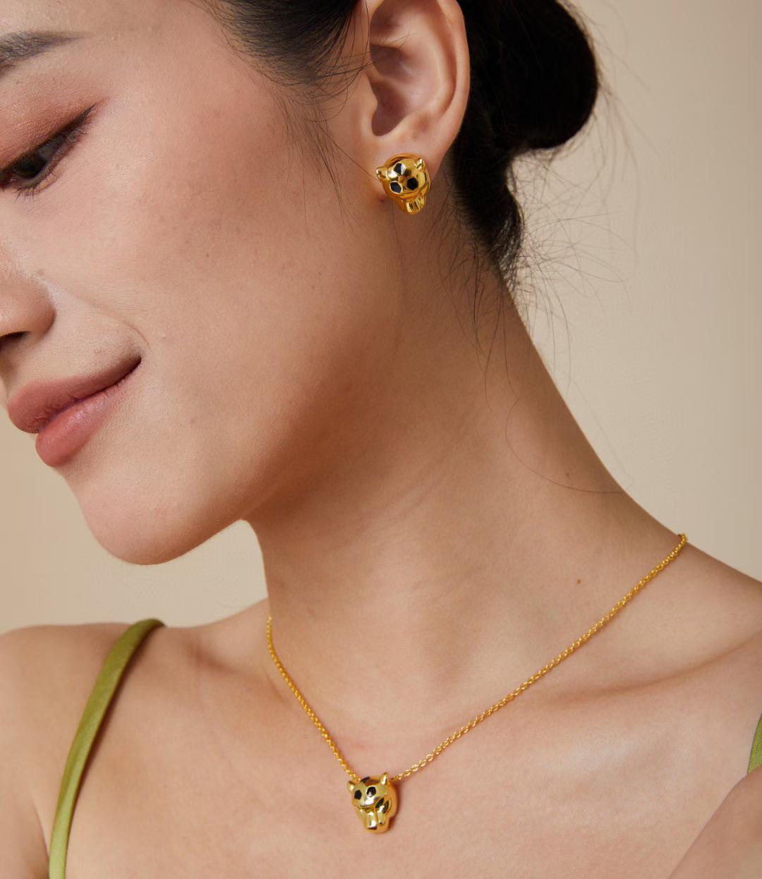 [Marins]CHRRTAH-PRINT STUD EARRINGS, THREE COLORS