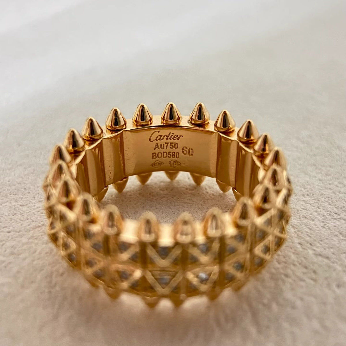 [Marins]CLASH DOUBLE-ROW RIVET RING WITH DIAMOND SETTING