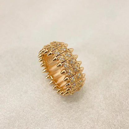 [Marins]CLASH DOUBLE-ROW RIVET RING WITH DIAMOND SETTING