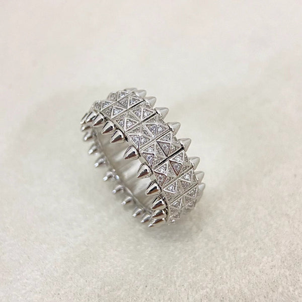 [Marins]CLASH DOUBLE-ROW RIVET RING WITH DIAMOND SETTING