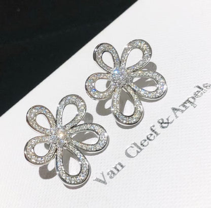 [Marins]FLOWERLACE EARRINGS FULL DIAMONDS