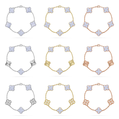 [Marins] CLOVER 5 MOTIF PURPLE CHALCEDONY BRACELET COLLECTION