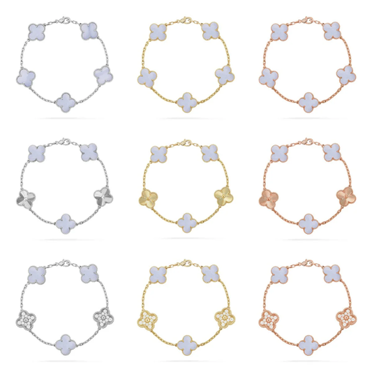 [Marins] CLOVER 5 MOTIF PURPLE CHALCEDONY BRACELET COLLECTION