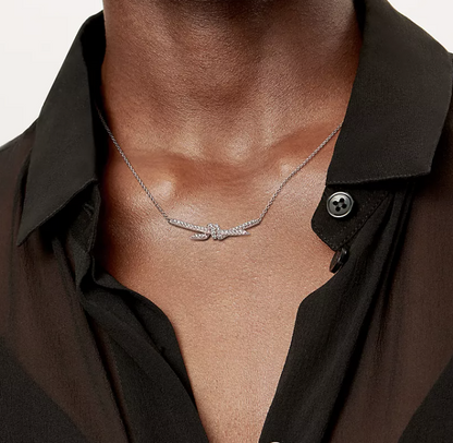 [Marins]KNOT PENDANT SILVER DIAMOND NECKLACE