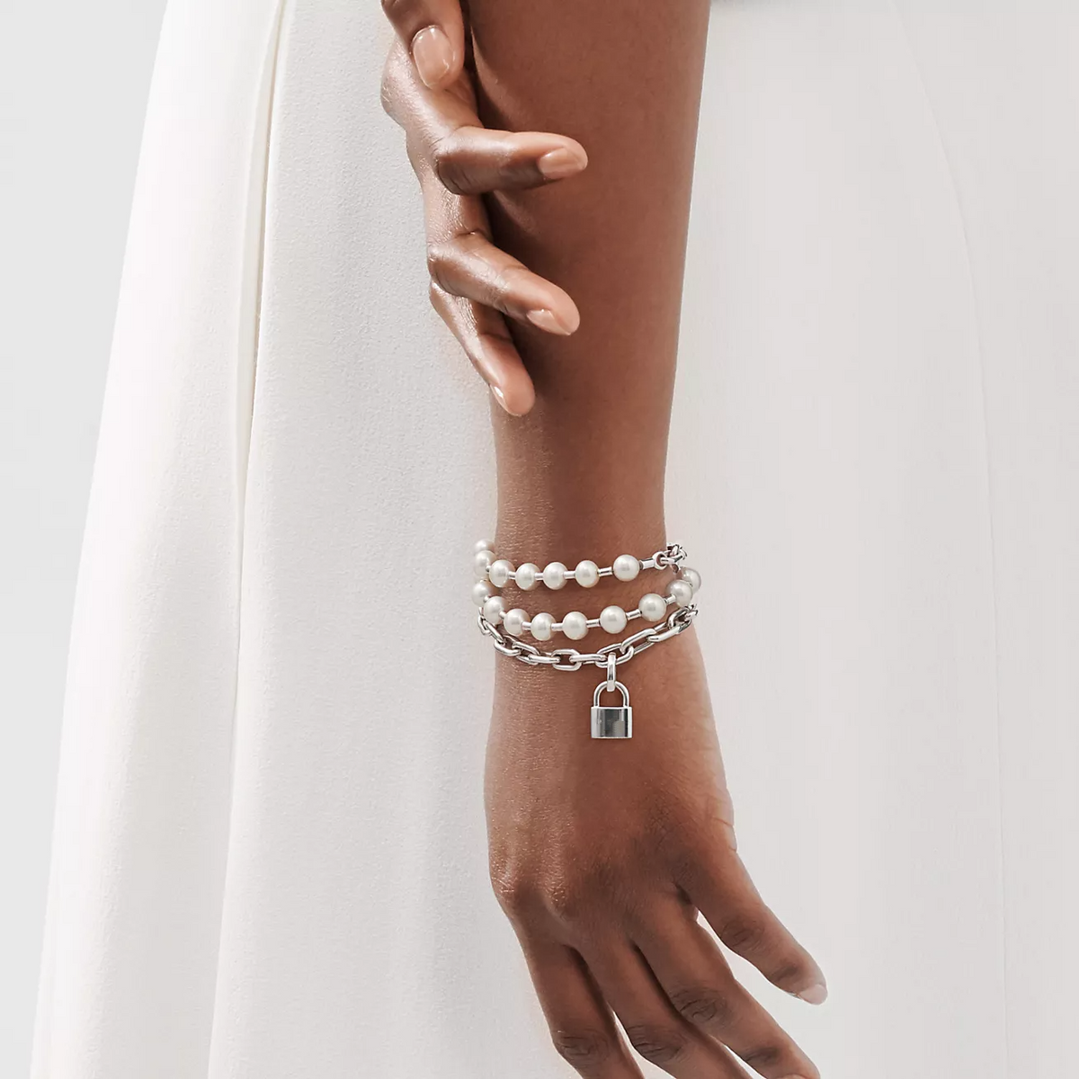 [Marins]PEARL LOCK SILVER BRACELET