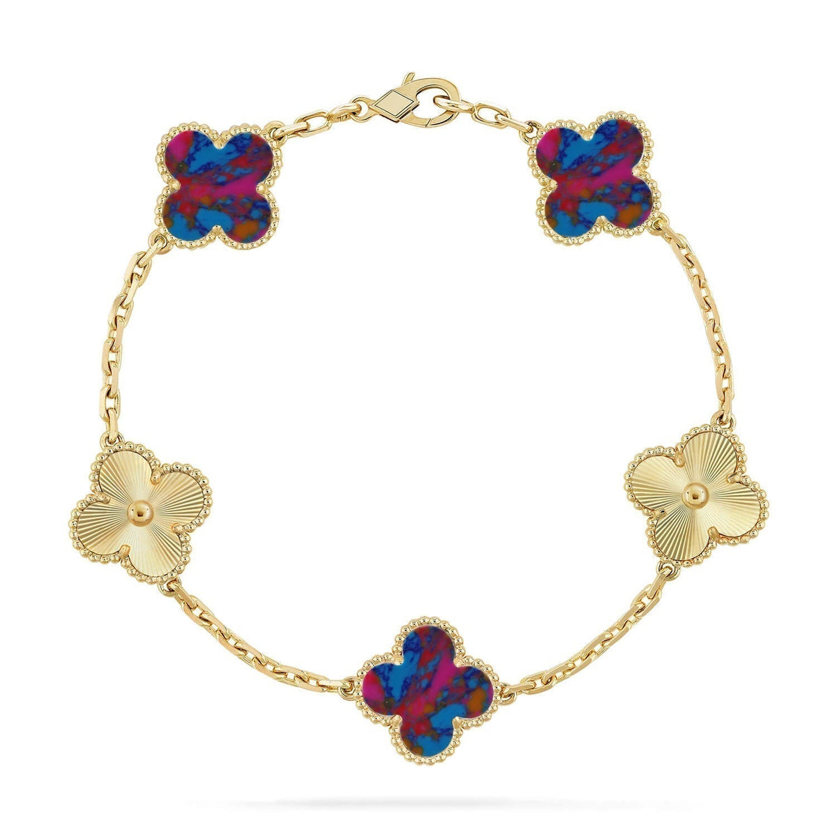 [Marins]CLOVER 5 MOTIF COLOR GEMSTONES BRACELET COLLECTION