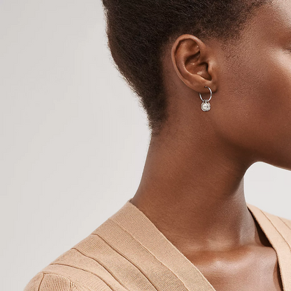 [Marins]PEARL HOOP SILVER EARRINGS