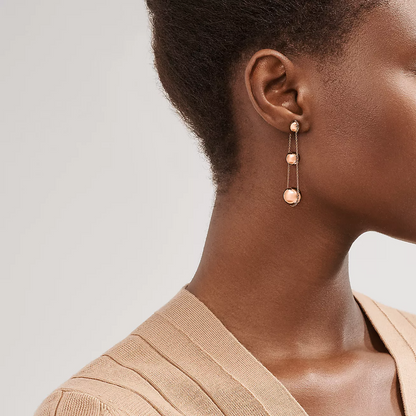 [Marins]TRIPLE DROP PINK GOLD EARRINGS