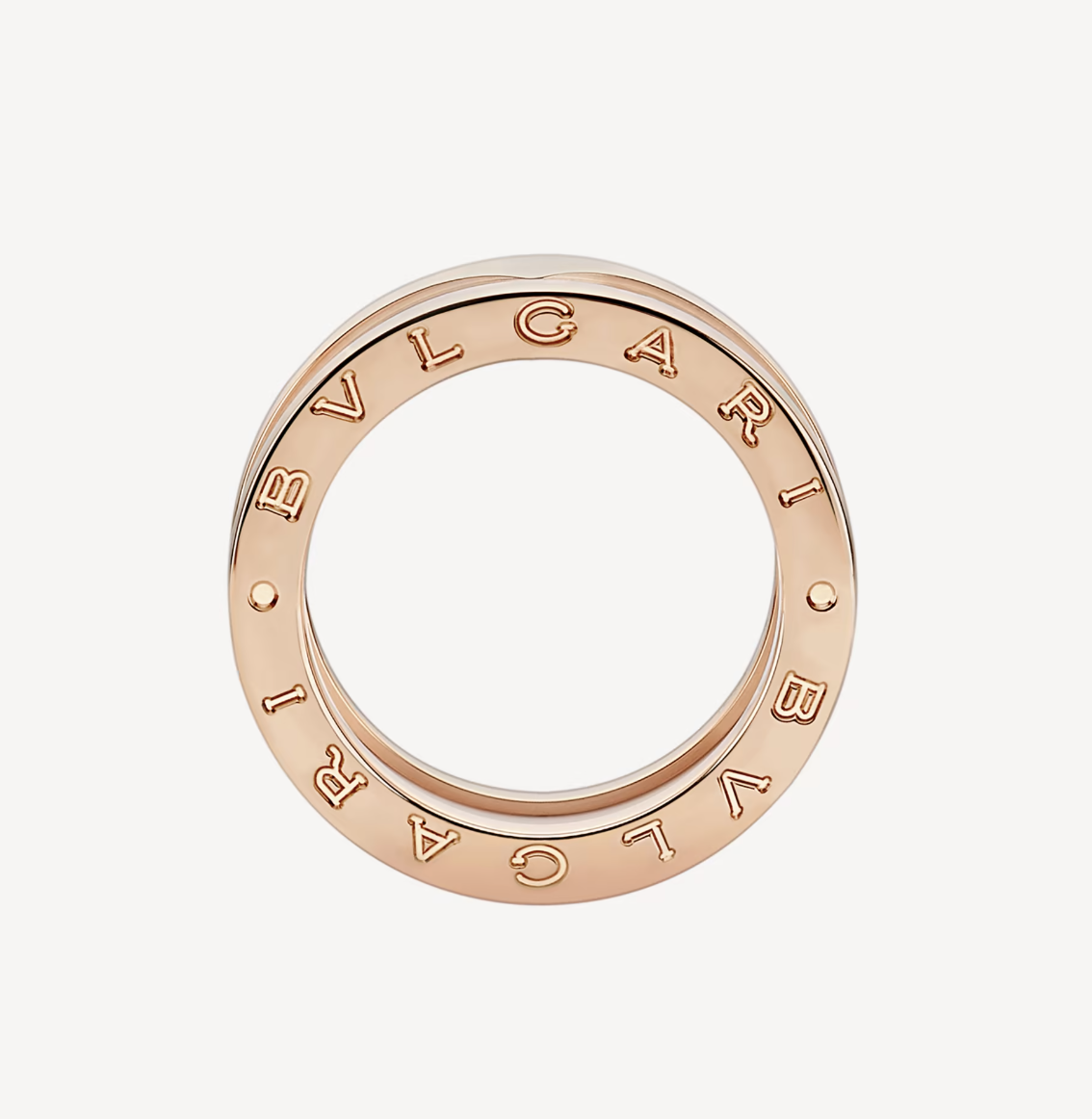 [Marins]ZERO 1 TWO-BAND LOOPS AND WHITE CERAMIC SPIRAL PINK GOLD RING