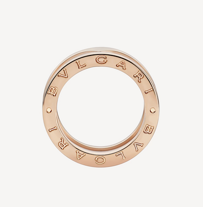 [Marins]ZERO 1 TWO-BAND LOOPS AND WHITE CERAMIC SPIRAL PINK GOLD RING