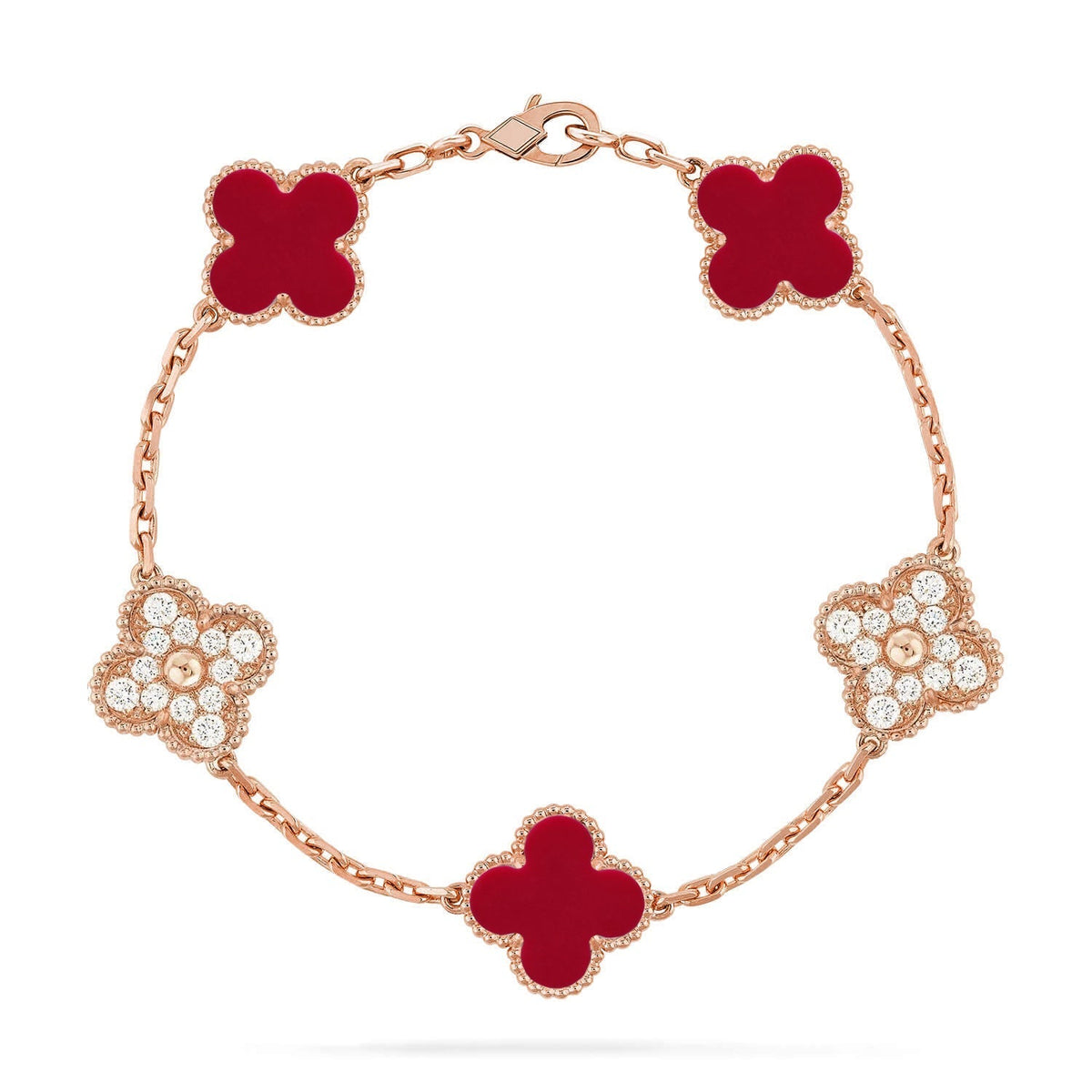 [Marins] CLOVER 5 MOTIF RED CORNELIAN BRACELET COLLECTION