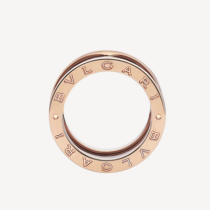 [Marins]ZERO 1 FOUR-BAND LOOPS AND BLACK CERAMIC SPIRAL PINK GOLD RING