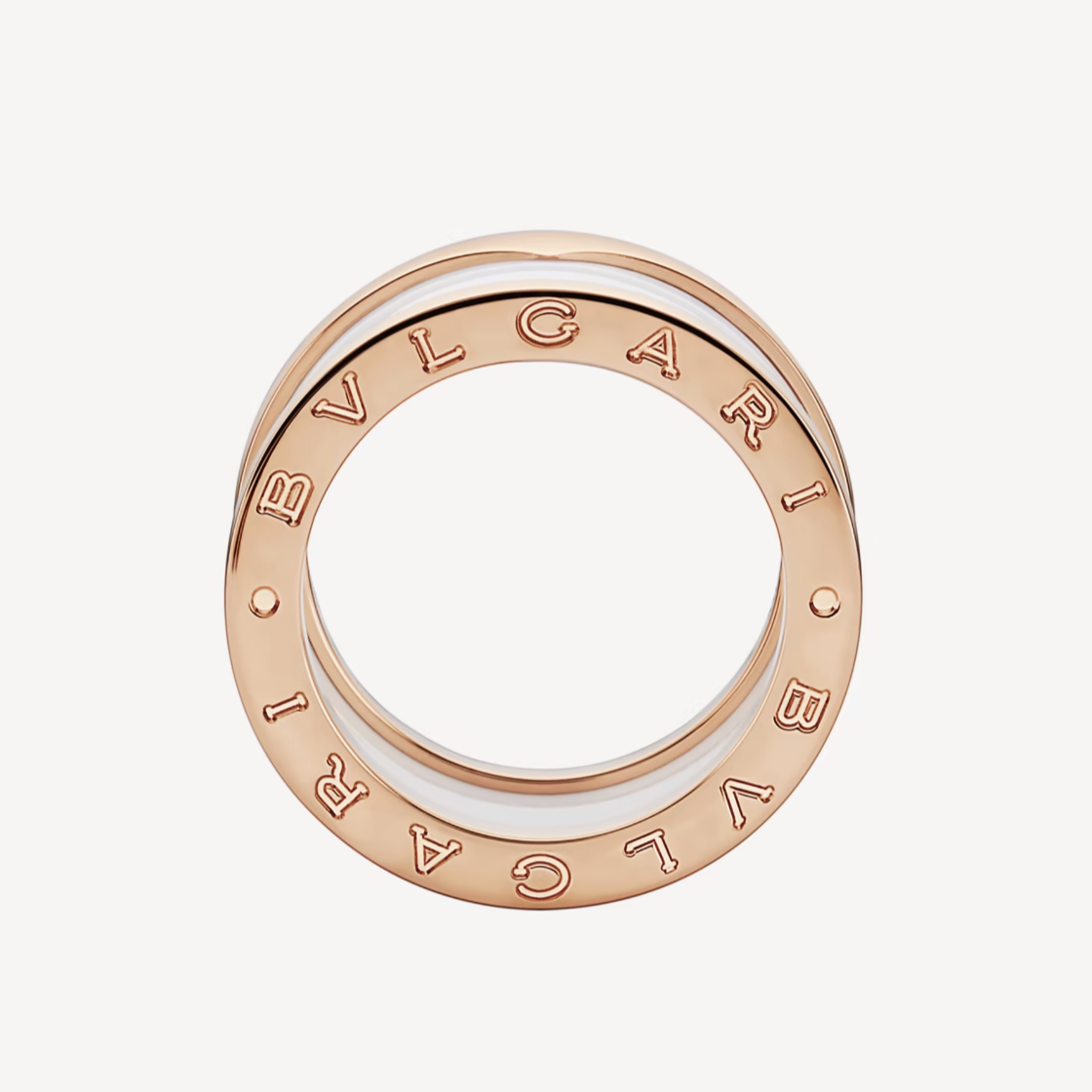 [Marins]ZERO 1 FOUR-BAND LOOPS AND WHITE CERAMIC SPIRAL PINK GOLD RING