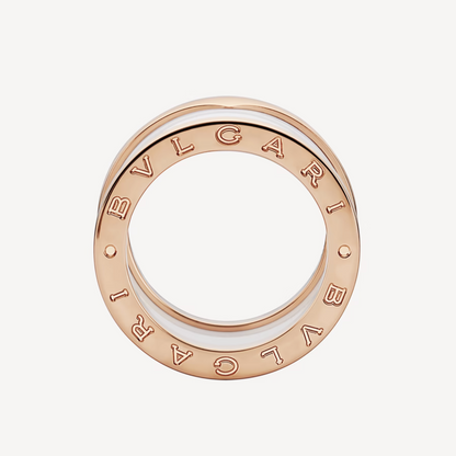 [Marins]ZERO 1 FOUR-BAND LOOPS AND WHITE CERAMIC SPIRAL PINK GOLD RING