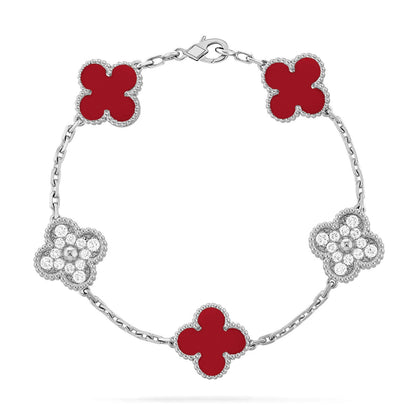 [Marins] CLOVER 5 MOTIF RED CORNELIAN BRACELET COLLECTION