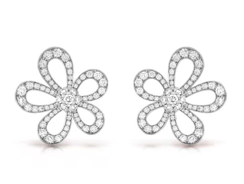 [Marins]FLOWERLACE EARRINGS FULL DIAMONDS