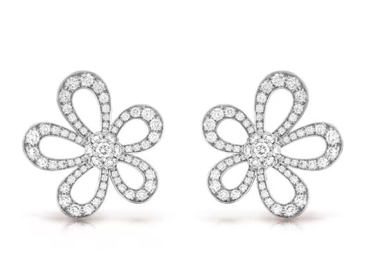 [Marins]FLOWERLACE EARRINGS FULL DIAMONDS