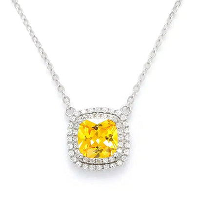 [Marins]SPARKLERS CITRINE GEMSTONE PENDANT NECKLACE STERLING SILVER