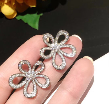 [Marins]FLOWERLACE EARRINGS FULL DIAMONDS