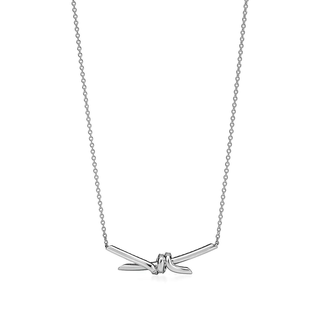 [Marins]KNOT PENDANT SILVER DIAMOND NECKLACE