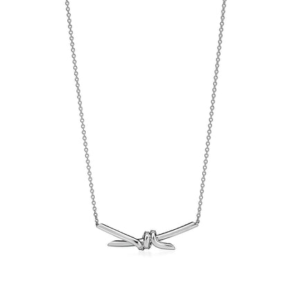 [Marins]KNOT PENDANT SILVER DIAMOND NECKLACE
