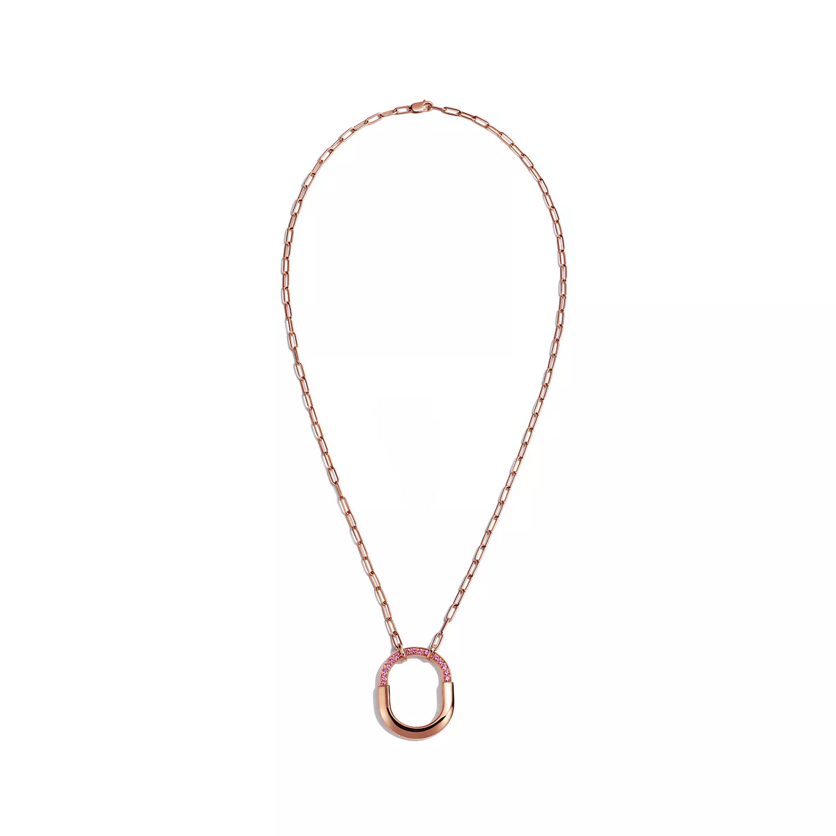 [Marins]LOCK MEDIUM PENDANT PINK DIAMOND PINK GOLD NECKLACE