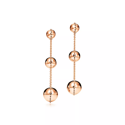 [Marins]TRIPLE DROP PINK GOLD EARRINGS