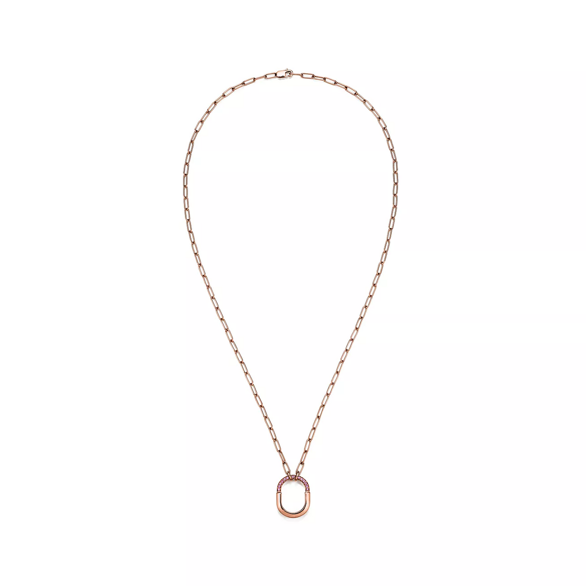 [Marins]LOCK SMALL PENDANT PINK DIAMOND PINK GOLD NECKLACE