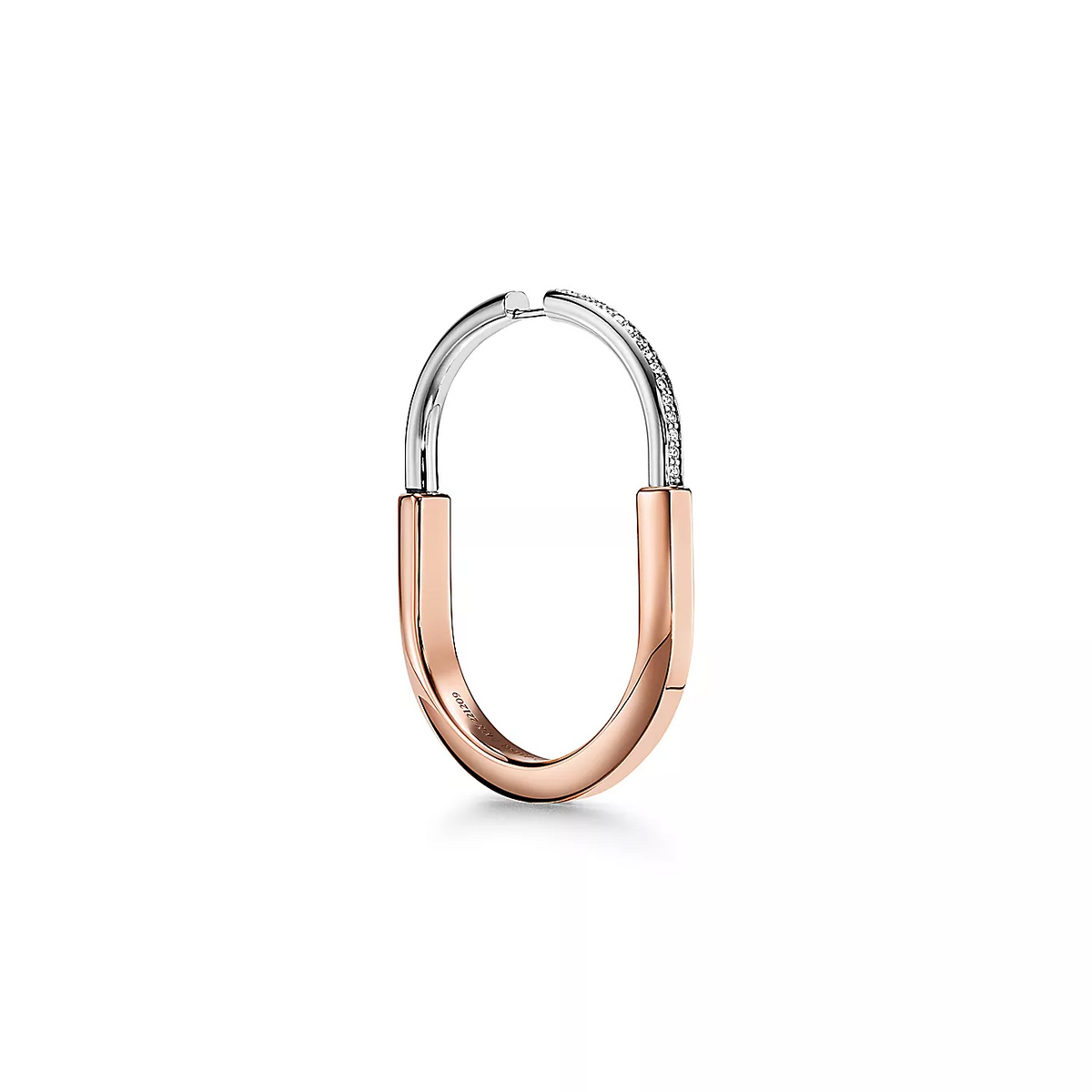 [Marins]LOCK EARRINGS ROSE AND WHITE GOLD DIAMONDS EXTRA LARGE