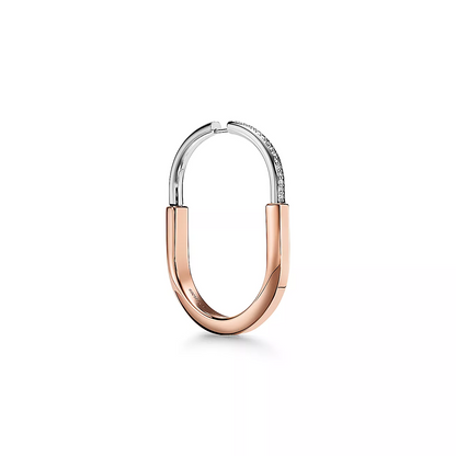 [Marins]LOCK EARRINGS ROSE AND WHITE GOLD DIAMONDS EXTRA LARGE