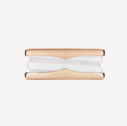[Marins]ZERO 1 TWO-BAND LOOPS AND WHITE CERAMIC SPIRAL PINK GOLD RING