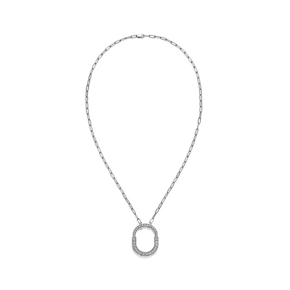 [Marins]LOCK NECKLACE MEDIUM PENDANT SILVER PAVED DIAMONDS