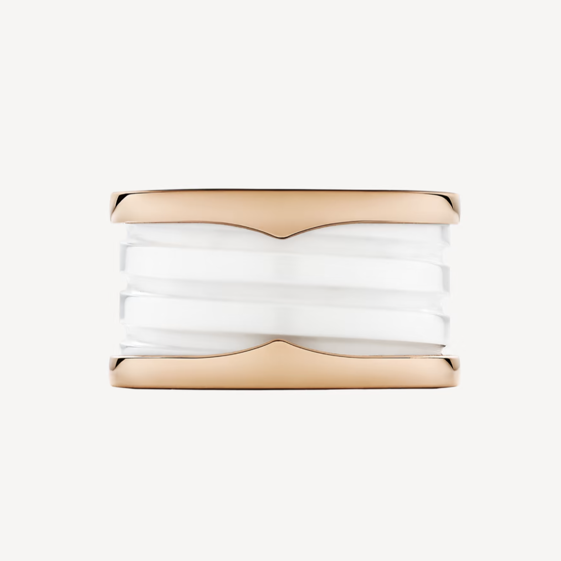 [Marins]ZERO 1 FOUR-BAND LOOPS AND WHITE CERAMIC SPIRAL PINK GOLD RING