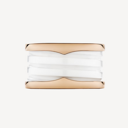 [Marins]ZERO 1 FOUR-BAND LOOPS AND WHITE CERAMIC SPIRAL PINK GOLD RING