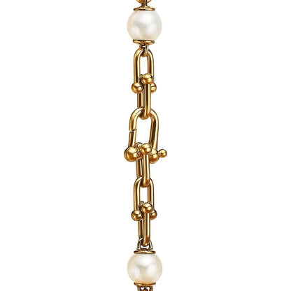 [Marins]LINK BRACELET GOLD WITH FRESHWATER PEARLS