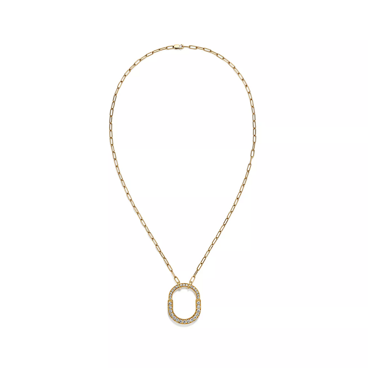 [Marins]LOCK NECKLACE MEDIUM PENDANT GOLD PAVED DIAMONDS