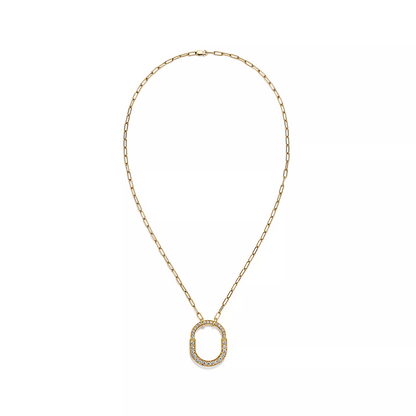 [Marins]LOCK NECKLACE MEDIUM PENDANT GOLD PAVED DIAMONDS