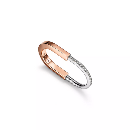 [Marins]LOCK RING TOW-FINGER ROSE AND WHITE GOLD DIAMONDS