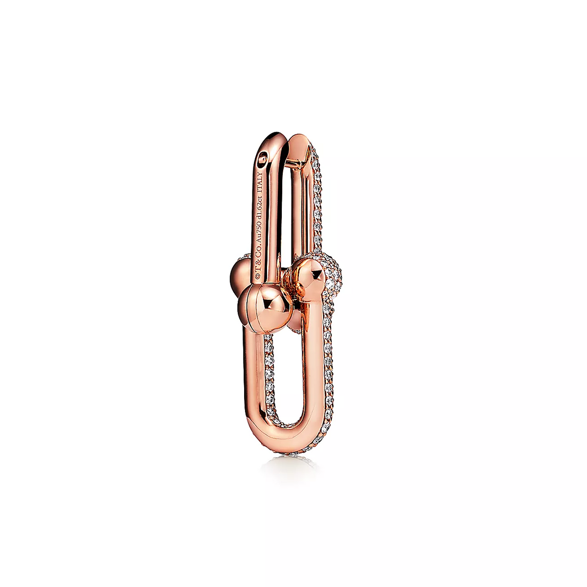 [Marins]LARGE LINK EARRINGS PINK GOLD WITH PAVED DIAMONDS