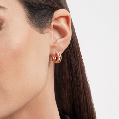 [Marins]ZERO 1 ROCK GOLD EARRINGS WITH STUDDED SPIRAL AND PAVED DIAMONDS