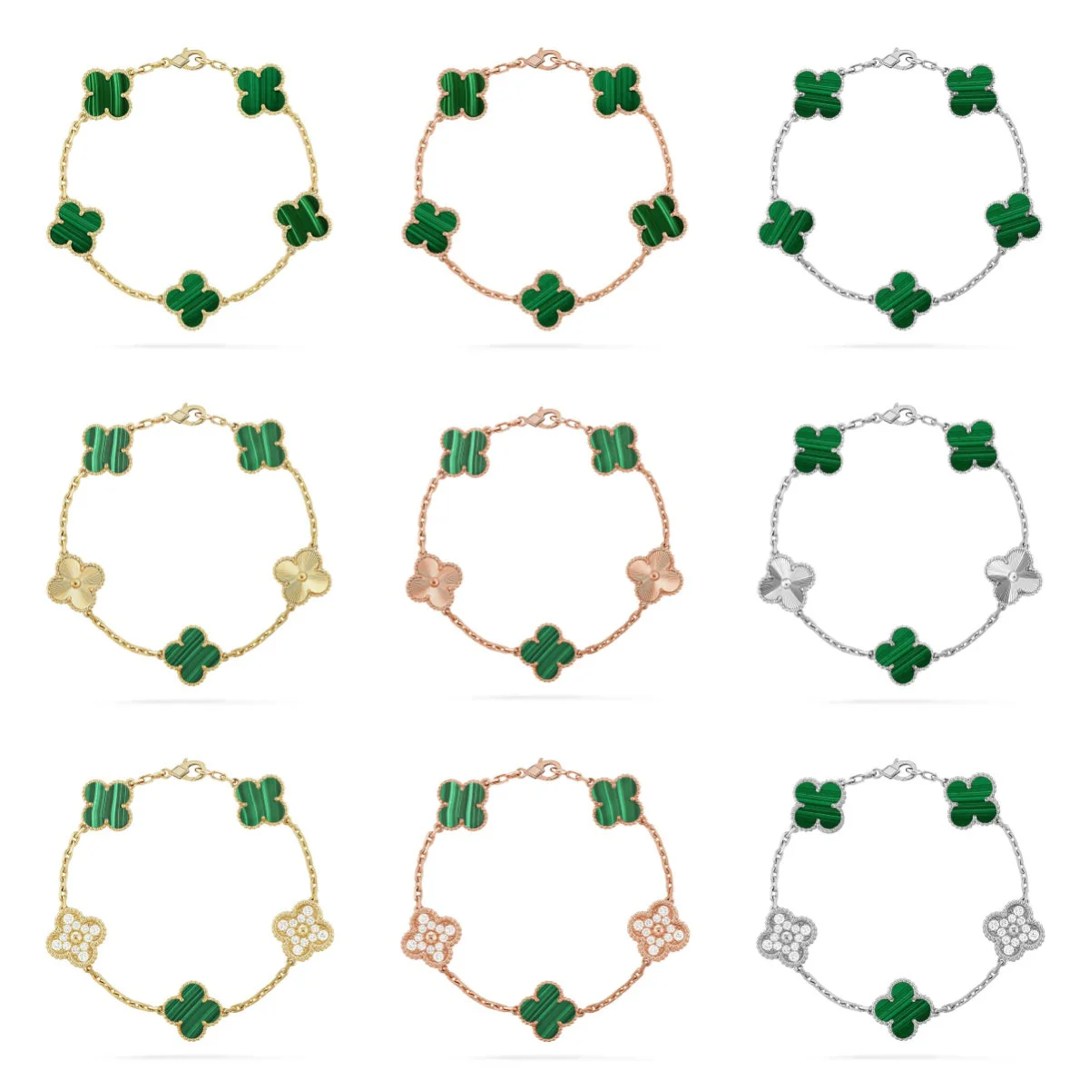 [Marins] CLOVER 5 MOTIF MALACHITE BRACELET COLLECTION