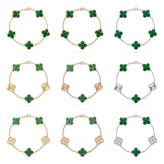 [Marins] CLOVER 5 MOTIF MALACHITE BRACELET COLLECTION