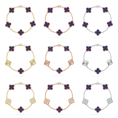 [Marins]CLOVER 5 MOTIF COLOR GEMSTONES BRACELET COLLECTION